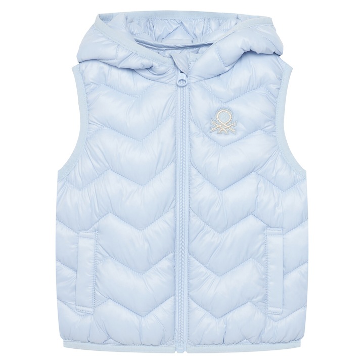 Vesta copii, United Colors of Benetton, albastru deschis, nylon, 110 CM