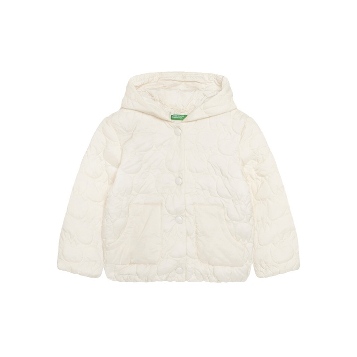 Geaca, United Colors of Benetton, fete, ecru, nailon