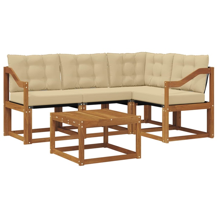 vidaXL Kültéri kanapé szett párnával 5 pcs Természetes és bézs 3368652