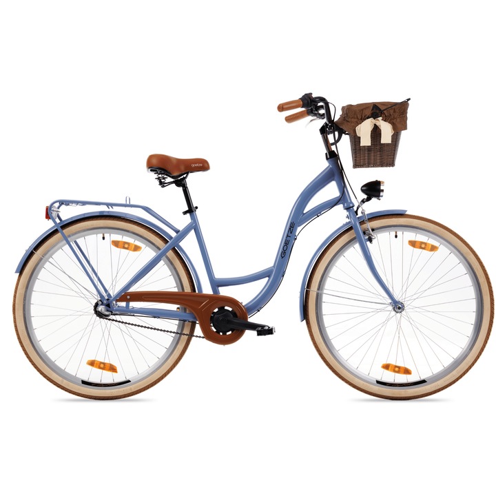 Bicicleta oras dama Goetze Style 28 inch cadru 18 inch 3 viteze Shimano Nexus V-brake frana pe butuc cos si portbagaj