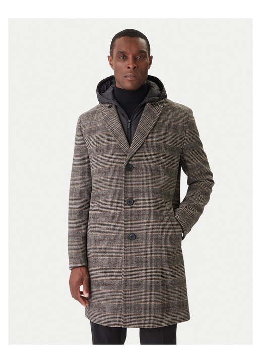 Palton barbati, Karl Lagerfeld, carouri, gri, lana si poliester