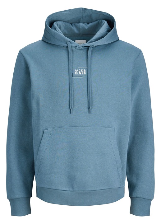 Hanorac barbati, Jack & Jones, 50% bumbac organic, 30% poliester reciclat, albastru, L INTL