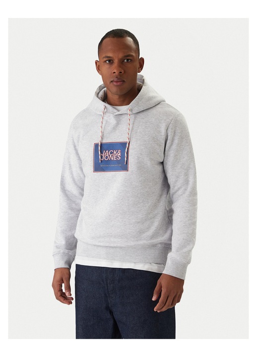 Hanorac barbati, Jack & Jones, gri, bumbac organic, poliester reciclat, Gri, XL