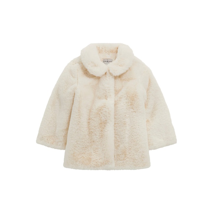 Geaca copii, Guess, blana, ecru, poliester