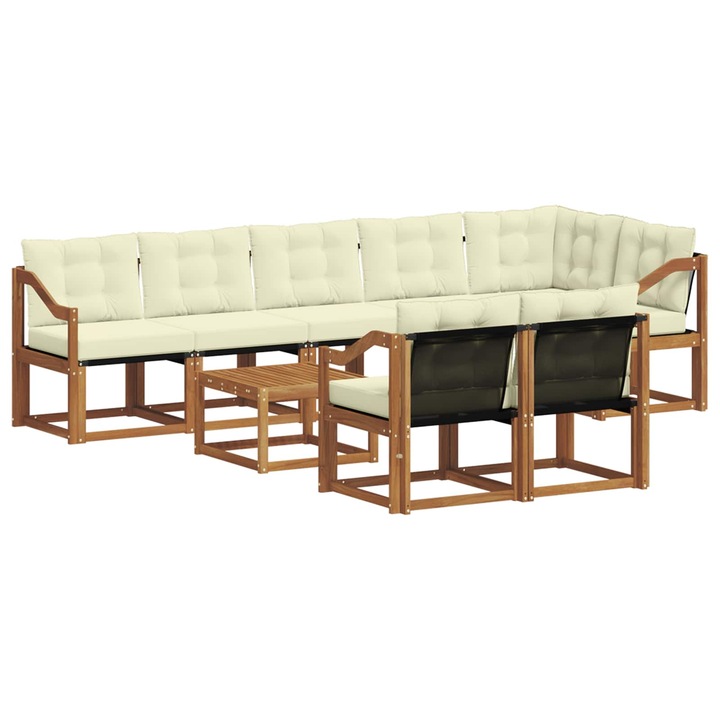 vidaXL Kültéri kanapé szett párnával 9 pcs Természetes és krémszínű 3368817