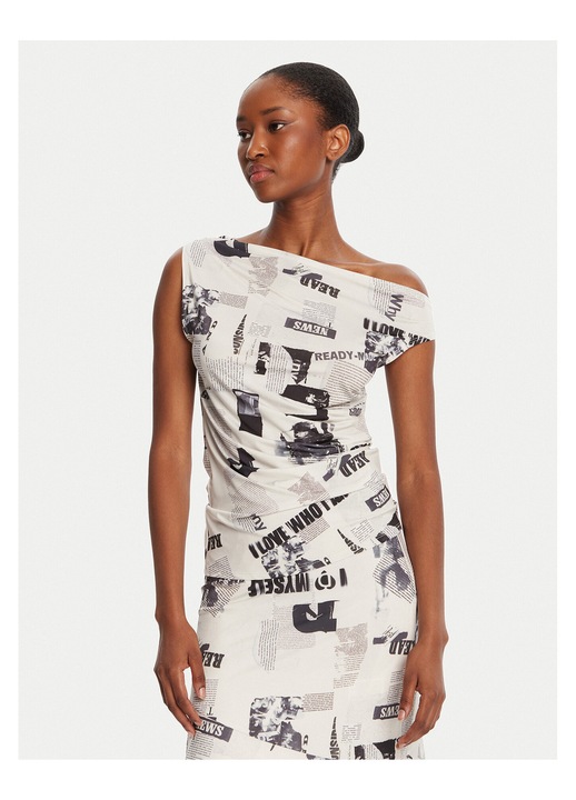 Bluza dama, Desigual, ecru, poliester, elastan, XL INTL