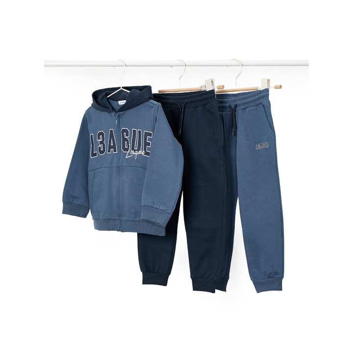 Set trening copii, Mayoral, fermoar, albastru, 60% bumbac, 39% poliester, 1% edwqflastan, Albastru