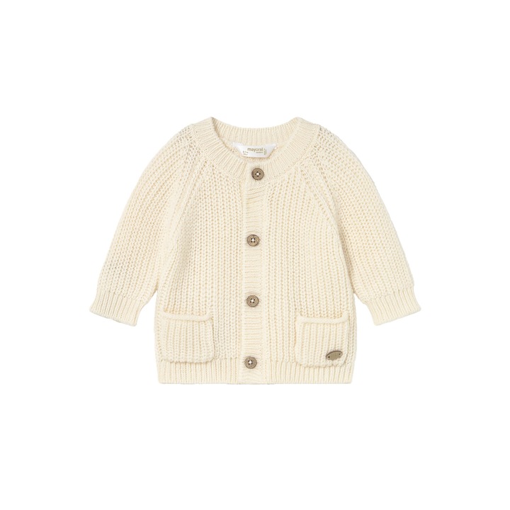 Cardigan baieti, Mayoral, ecru, 55% poliamida, 40% acril, 5% lana, 86-92 CM