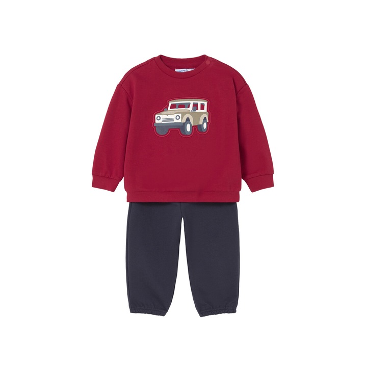 Compleu copii, Mayoral, 60% bumbac, 40% poliester, rosu, bleumarin, 68 CM