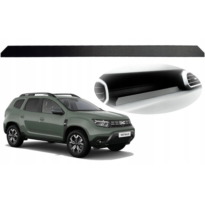 Banda protectie bord, CraVeDRIVE, Negru-Gri, Pentru Dacia Duster 2 2022+, Previne caderea obiectelor, Montaj rapid, Design original, Practic