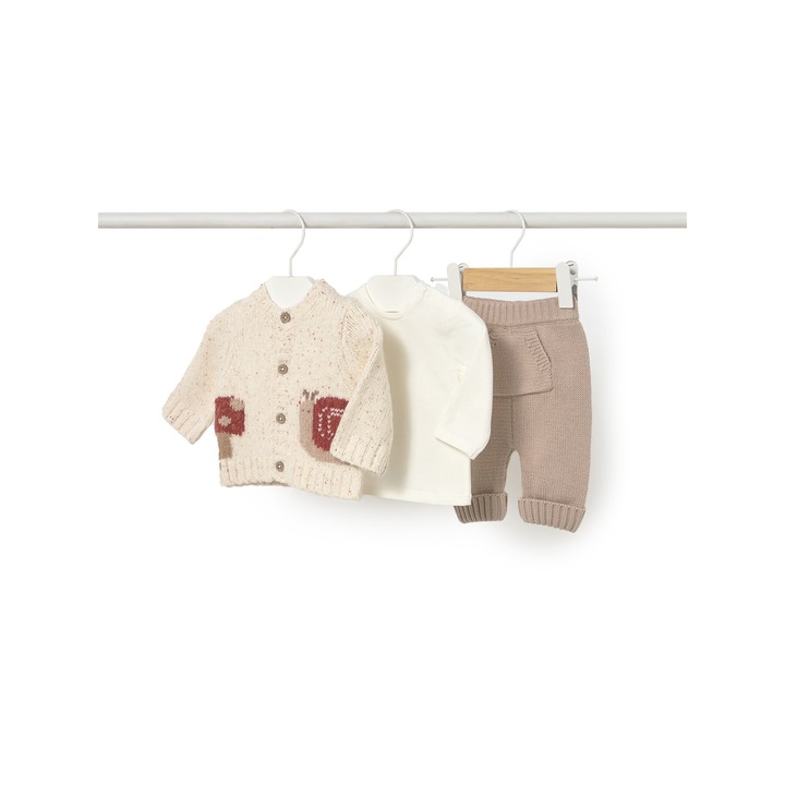Compleu copii, Mayoral, set complet pentru bebelusi, baiat, ecru, 60% bumbac, 40% acrilic, 64-68 CM