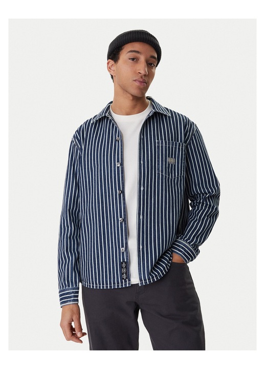 Camasa barbati, RVCA, denim, dungi, alb-albastru, bumbac