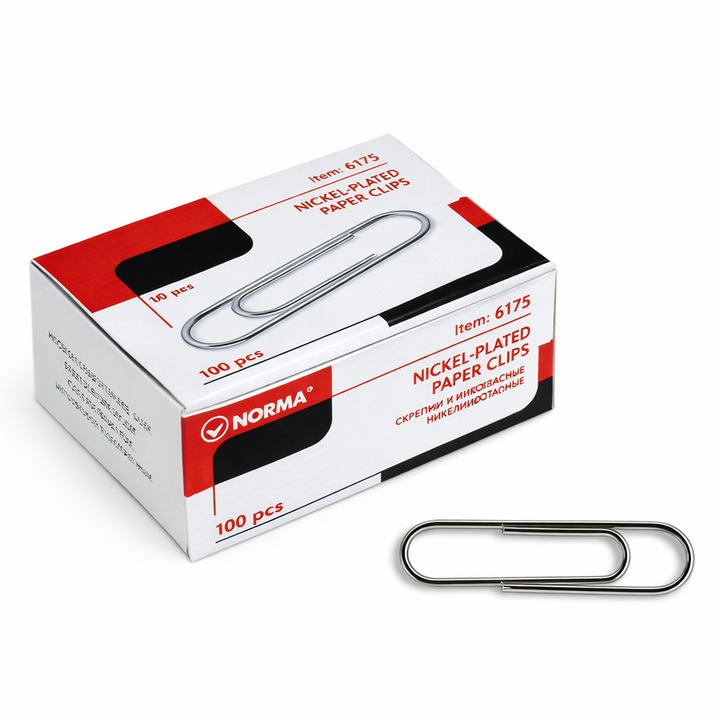 Комплект от 5 кутии метални кламери 28 мм Norma, сребристи, 500 броя