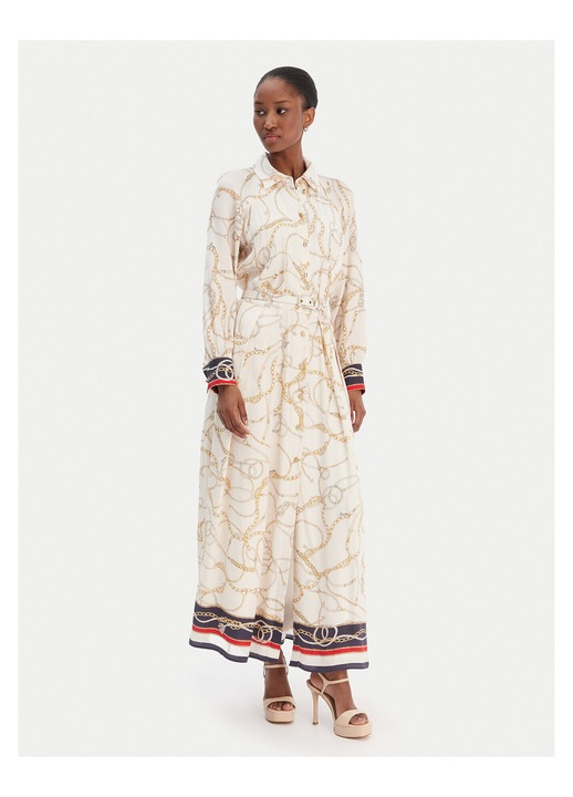 Rochie camasa, GUESS BY MARCIANO, nasturi, ecru, viscoza