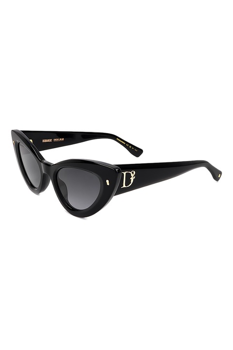 Dsquared2, Ochelari de soare cat-eye cu logo, 51-22-145, Negru/Auriu deschis