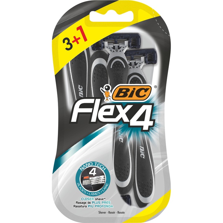 BIC FLEX 4, 4 pengés eldobható borotva, 4 db-os csomag