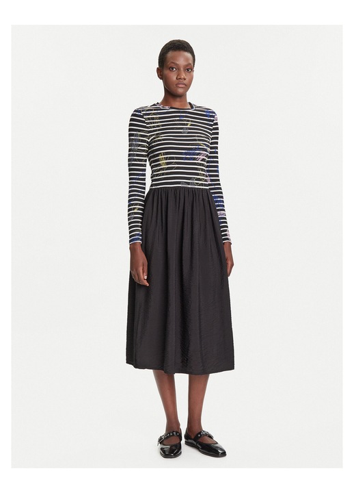 Rochie Femei, desigual, 56% viscoza, 35% poliester, 7% poliamida, 2% elastan, INTL, Negru