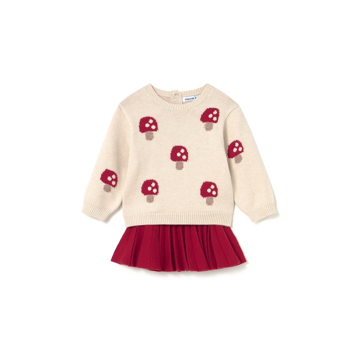 Compleu copii, Mayoral, set pentru fete, 50% viscoza, 30% poliester, 20% poliamida, bej, rosu, 68 CM