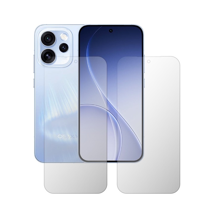 Set 2X Folie Protectie Ecran Folie24, pentru Oppo Reno15 Pro, 1X Ultra-Clear + 1X Mata, Acoperire Totala Full-Display, Adezive, Flexibile cu Auto Regenerare