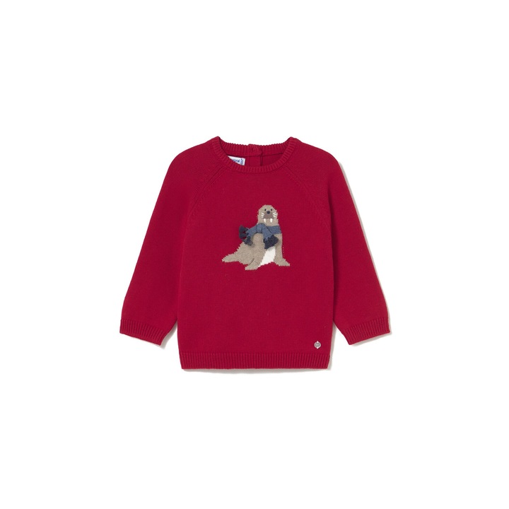 Pulover copii, Mayoral, rosu, 60% bumbac, 30% poliamida, 10% lana