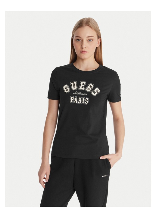 Tricou dama, Guess, bumbac, negru, 95% bumbac