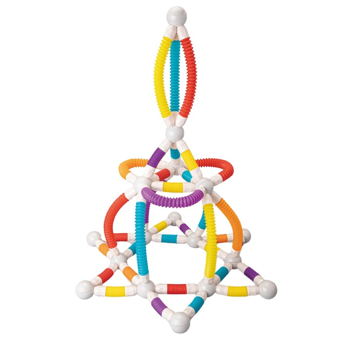 Set Constructie 3D Magnetic si Flexibil Ludiro, 66 Piese Telescopice, Jucarie STEM Educativa 3+ Ani