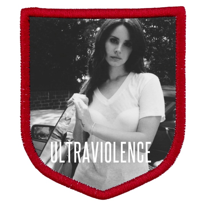 Patch textil brodat termoadeziv Lana del Rey Album in forma de stema Ultraviolence