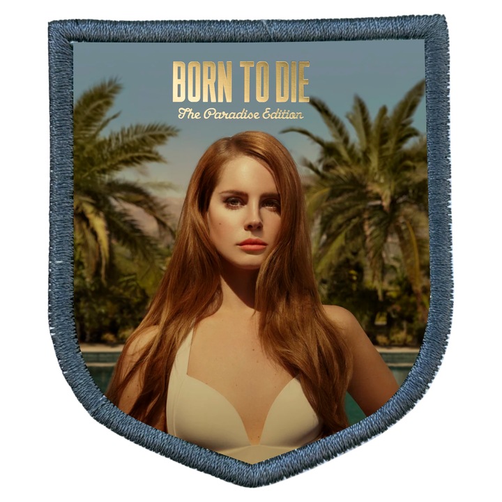 Patch textil brodat termoadeziv Lana del Rey Album in forma de stema Born to Die Paradise