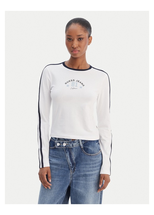 Bluza dama, GUESS JEANS, bumbac, alb