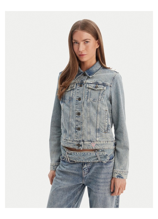 Geaca de blugi Femei, guess jeans, Bumbac, Albastru, Albastru, XL