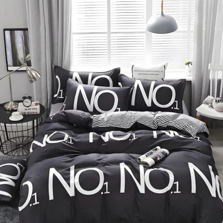 Ágynemű, 4 részes, szatén pamut, komplett szett, fehér, 200x230cm