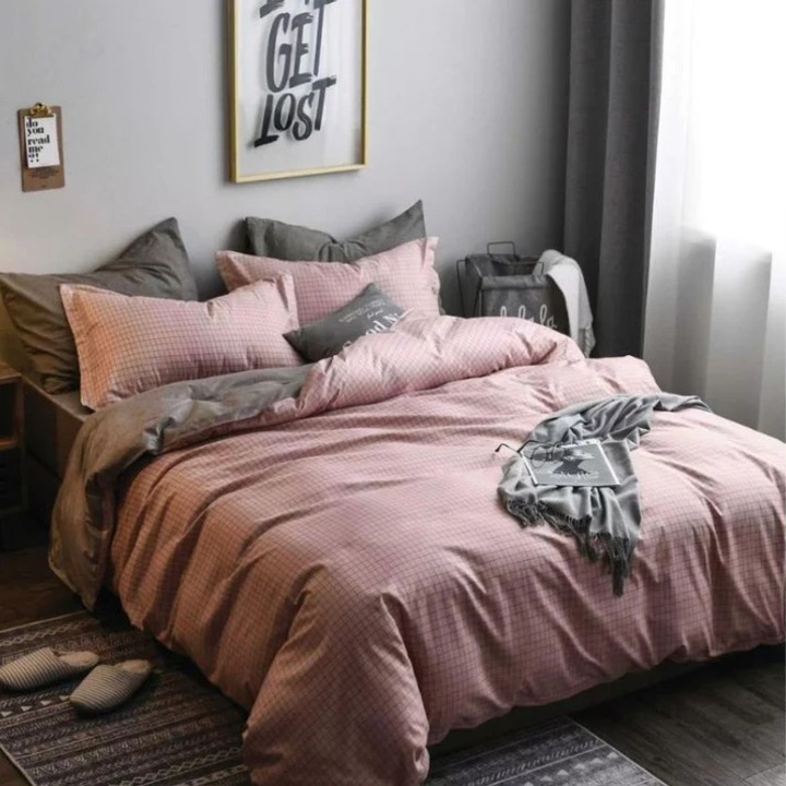 Ágynemű szett, szatén pamut, 4 részes, fehér, 200x230cm, 240x250cm, 55x78,5cm