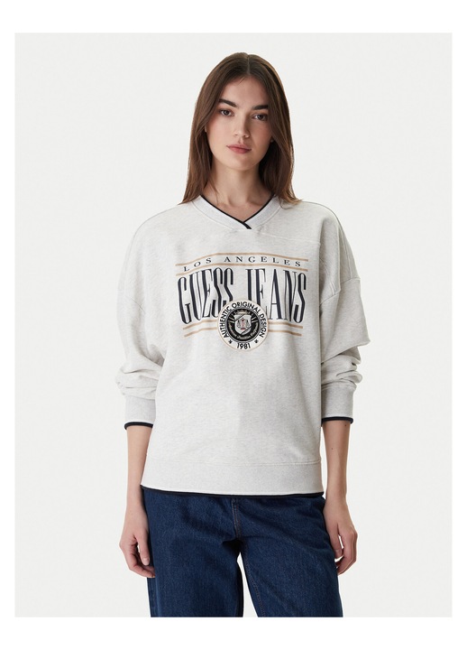 Hanorac dama, GUESS JEANS, bumbac, gri, Gri, XL