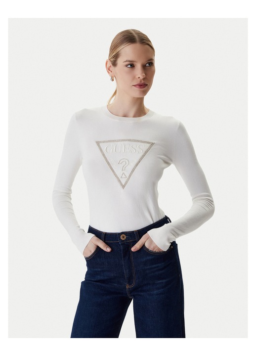 Bluza dama, Guess, viscoza/poliamida, ecru