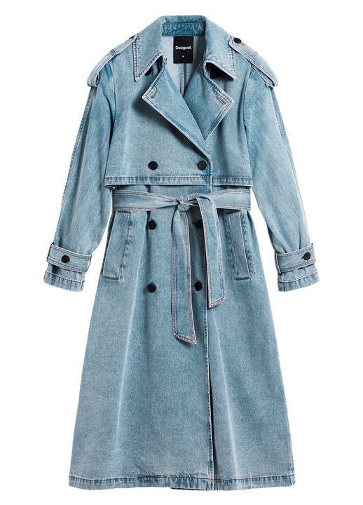 Palton dama, Desigual, bumbac, nasturi, albastru