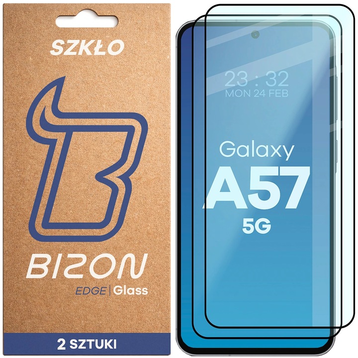 Стъклен протектор Bizon Glass Edge Duo за Galaxy A57 5G, czarna ramka, 2 броя
