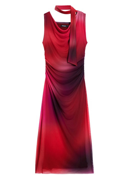 Rochie de cocktail, Desigual, rosie, poliester, Rosu, M