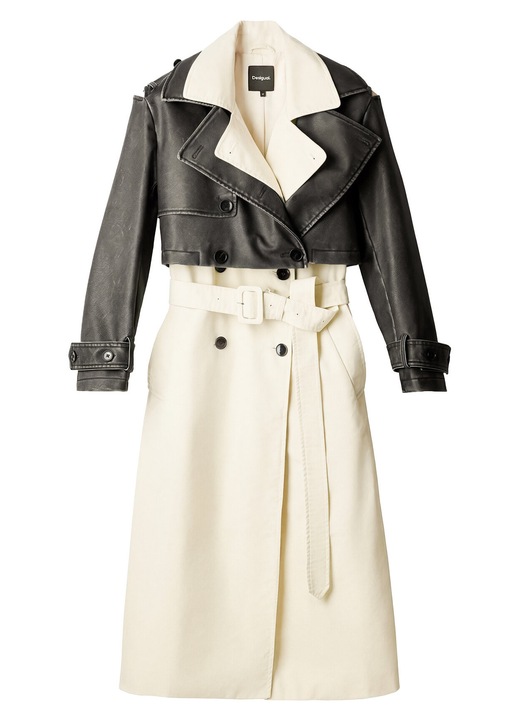 Trenci dama Desigual din piele ecologică, Gri