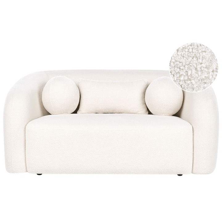 Canapea cu 2 locuri Egedaal Boucle Alb