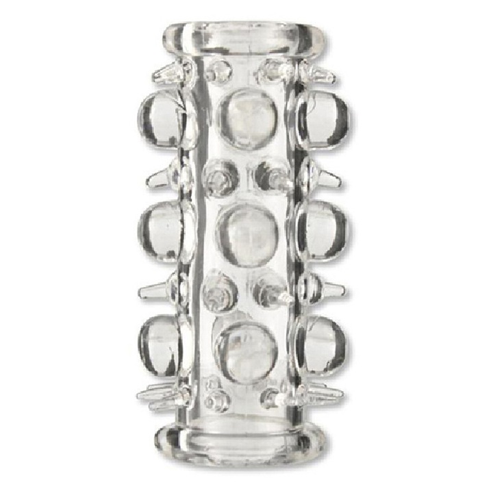 Manson Pénisz Hosszabbító Hüvely Átlátszó, Rugalmas, Stimuláló Kiemelkedésekkel Texturált