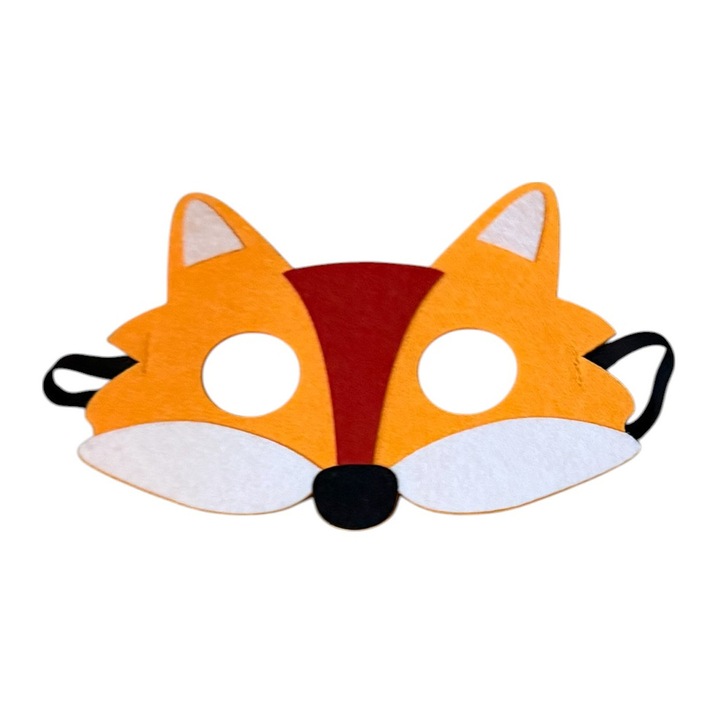 Masca model vulpe, portocaliu cu rosu, din fetru, cu elastic la spate