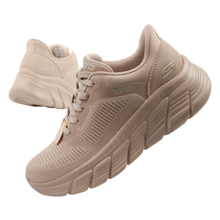 Pantofi sport confortabili Skechers Bobs B Flex SLIP-INS bej pentru femei, Bej