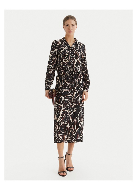 Fusta midi, Only, neagra, viscoza, cu nasturi