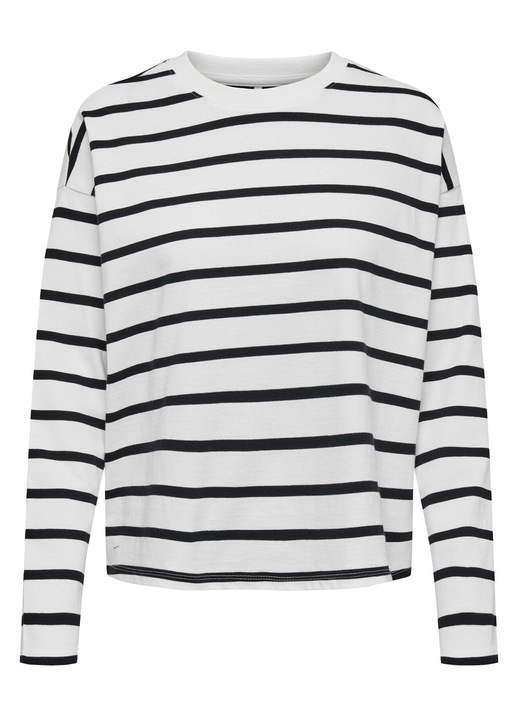 Bluza dama, Only, simpla, dungi, alb/negru, bumbac