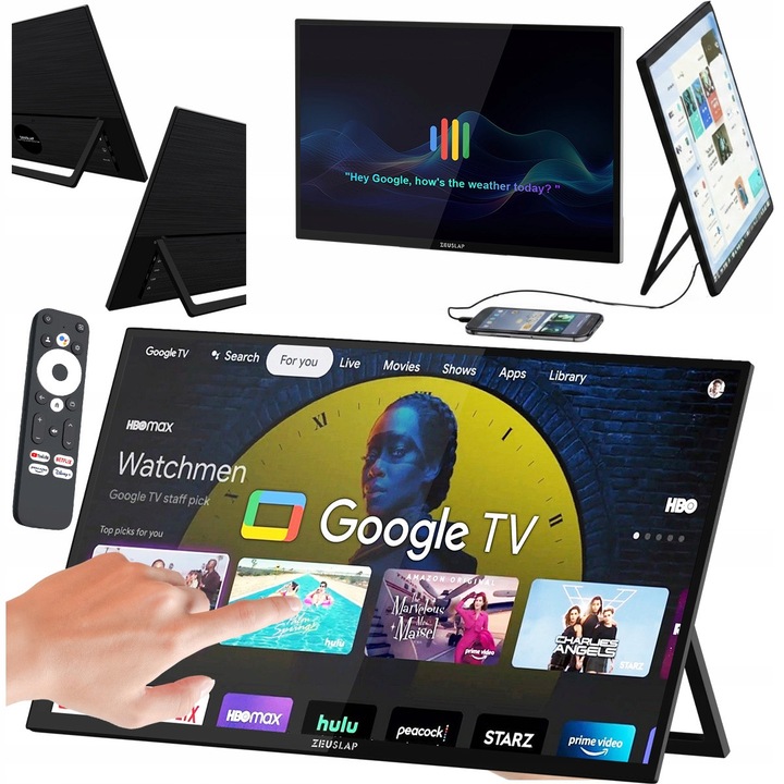 Monitor portabil 18.5", tactil, FHD, WiFi, 2GB+8GB, slot TF, streaming Netflix YouTube, difuzoare