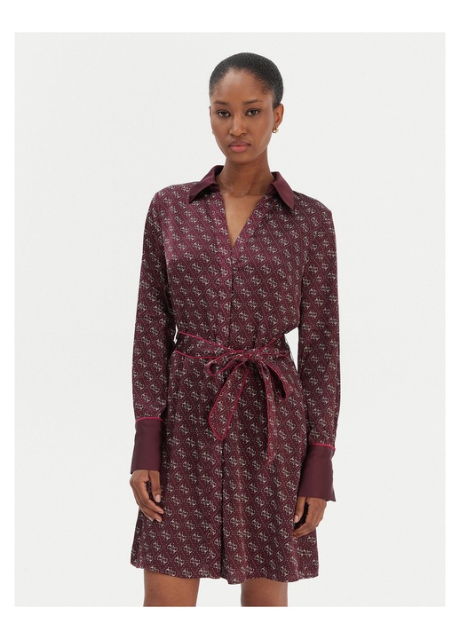 Rochie camasa Dama, Guess, bordeaux, poliester, 2XL INTL