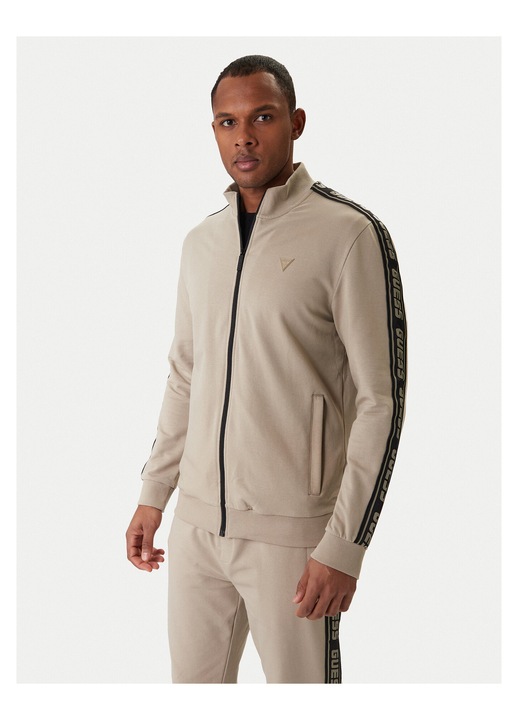 Bluza barbati, Guess, fermoar, bej, bumbac, 2XL INTL