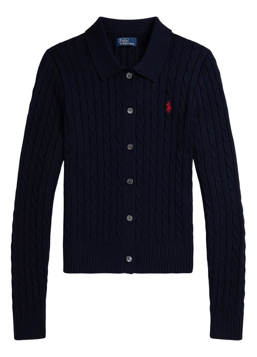 Cardigan dama, Polo Ralph Lauren, bumbac, bleumarin, inchidere cu nasturi, XS INTL