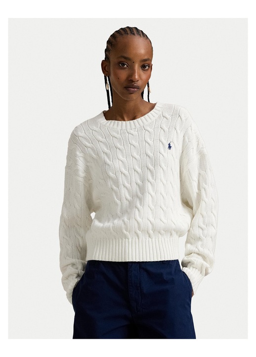 Pulover dama, Polo Ralph Lauren, bumbac, alb