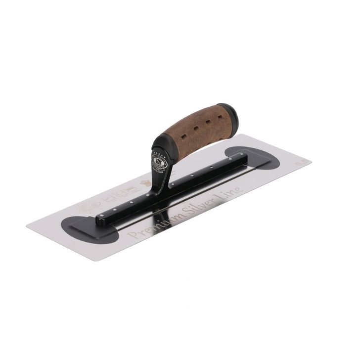 Gletieră inox Premium Silver, 35.6x12cm, mâner piele Alcantara